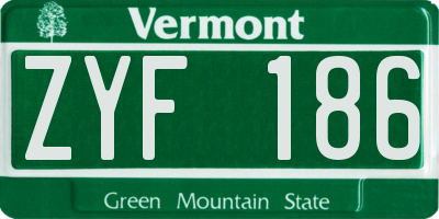 VT license plate ZYF186