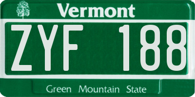 VT license plate ZYF188