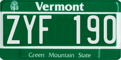 VT license plate ZYF190