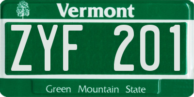 VT license plate ZYF201