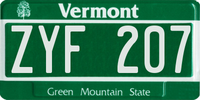 VT license plate ZYF207