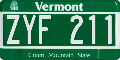 VT license plate ZYF211