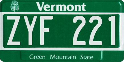 VT license plate ZYF221