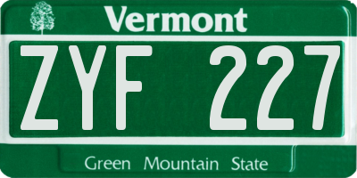 VT license plate ZYF227