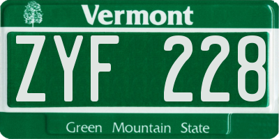 VT license plate ZYF228