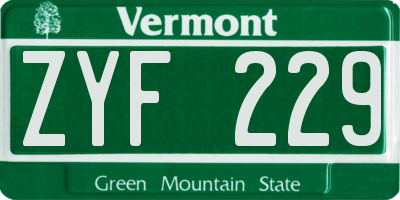 VT license plate ZYF229