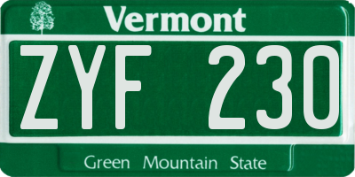 VT license plate ZYF230
