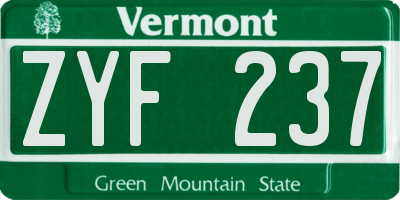 VT license plate ZYF237