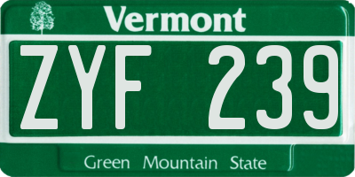 VT license plate ZYF239