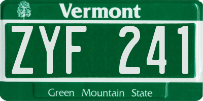 VT license plate ZYF241