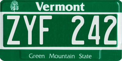 VT license plate ZYF242