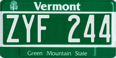 VT license plate ZYF244