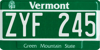VT license plate ZYF245