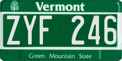 VT license plate ZYF246
