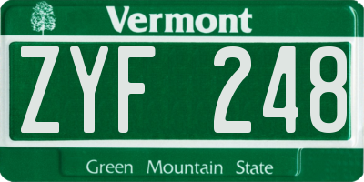 VT license plate ZYF248