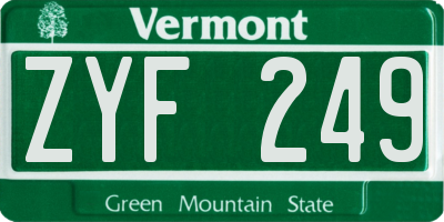 VT license plate ZYF249