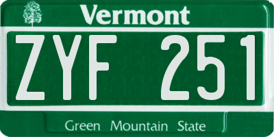 VT license plate ZYF251