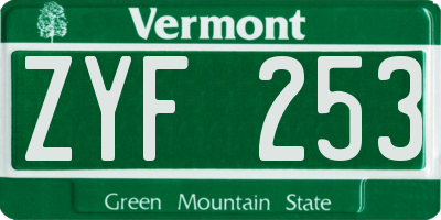 VT license plate ZYF253
