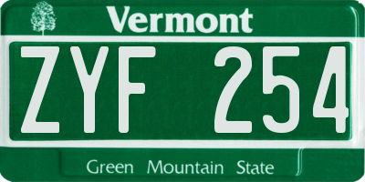 VT license plate ZYF254