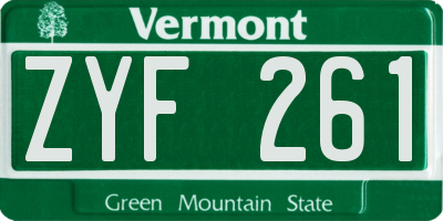 VT license plate ZYF261