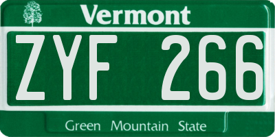 VT license plate ZYF266