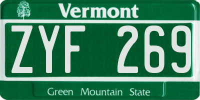 VT license plate ZYF269