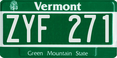 VT license plate ZYF271