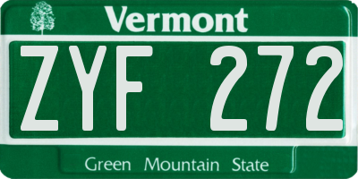 VT license plate ZYF272