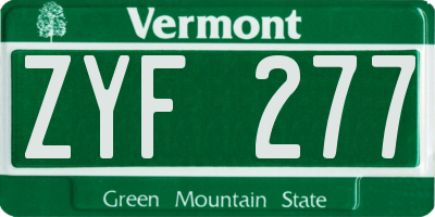 VT license plate ZYF277