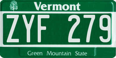 VT license plate ZYF279