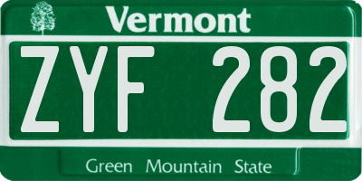 VT license plate ZYF282