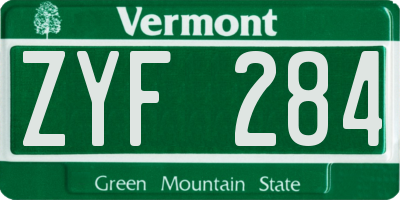 VT license plate ZYF284