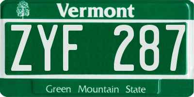 VT license plate ZYF287