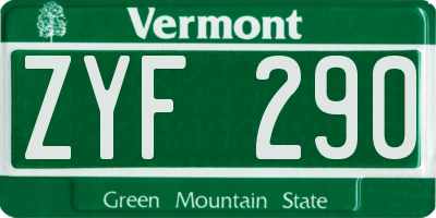 VT license plate ZYF290