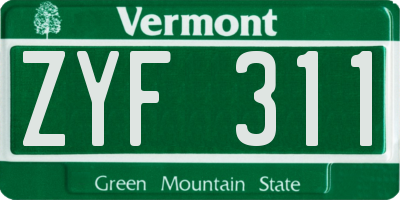 VT license plate ZYF311