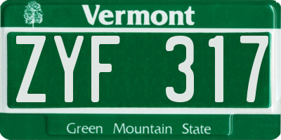 VT license plate ZYF317