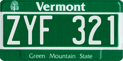 VT license plate ZYF321
