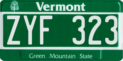 VT license plate ZYF323