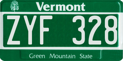 VT license plate ZYF328