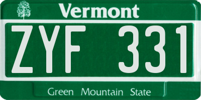 VT license plate ZYF331