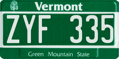 VT license plate ZYF335