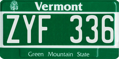 VT license plate ZYF336