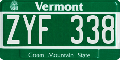 VT license plate ZYF338