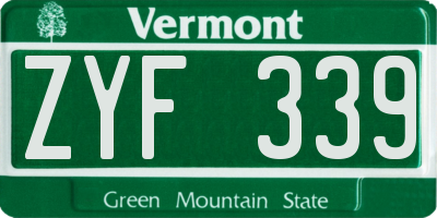 VT license plate ZYF339