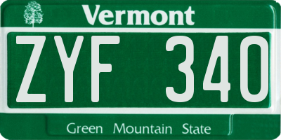 VT license plate ZYF340