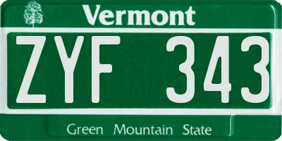 VT license plate ZYF343