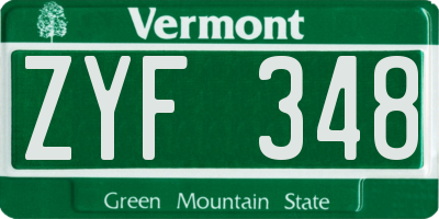 VT license plate ZYF348