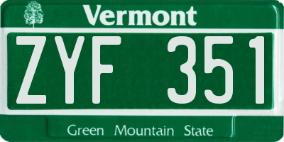 VT license plate ZYF351