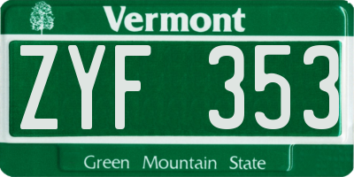 VT license plate ZYF353