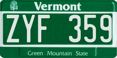 VT license plate ZYF359